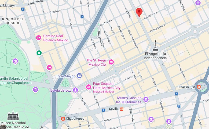 Mapa de ubicación de la terminal de autobuses Río Tiber en la CDMX
