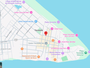 Mapa de ubicación de la Terminal ADO de Tecolutla